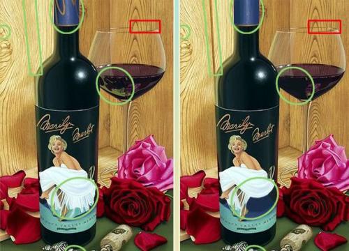 5 отличий онлайн Вино Мерлин Монро и Розы картинка изображение ответ .jpg