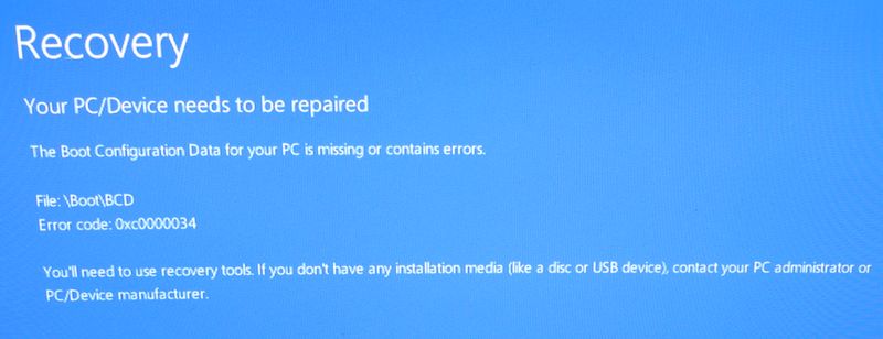 Windows 10 Pro recovery repaired boot error