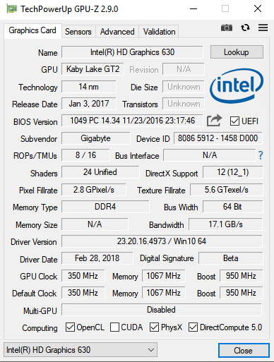 Встроенная видеокарта графика Intel HD Graphics